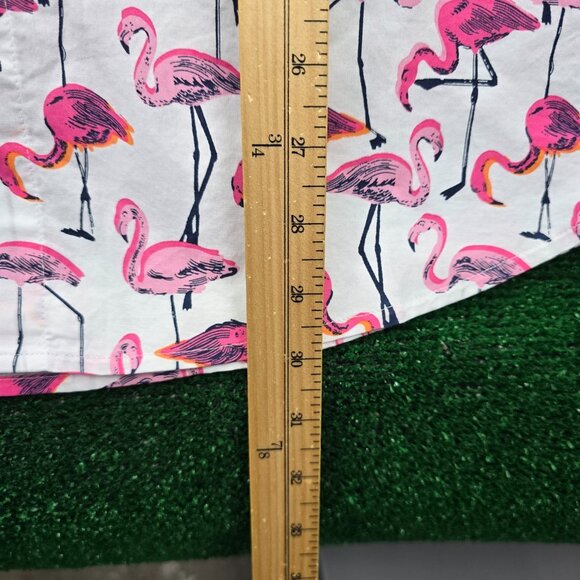 Bonobos Shirt Mens XL Pink White Button‎ Up Short Sleeve Flamingos AOP Preppy - Picture 4 of 7